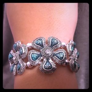 Silver and blue bracelet